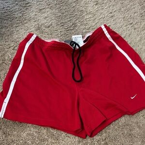 Nike Red Sports Shorts with White Accents